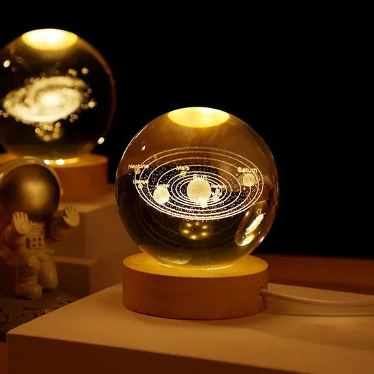Gift Festival USB LED Night Light, Galaxy Crystal Ball Lamp, 3D Planet Moon Lamp