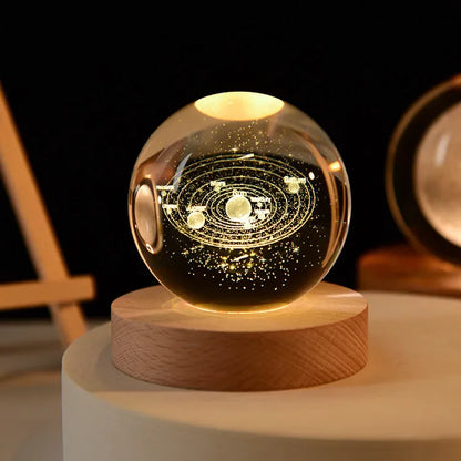Gift Festival USB LED Night Light, Galaxy Crystal Ball Lamp, 3D Planet Moon Lamp