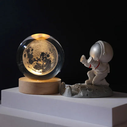 Gift Festival USB LED Night Light, Galaxy Crystal Ball Lamp, 3D Planet Moon Lamp