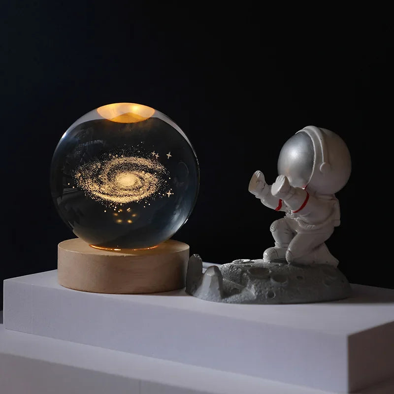 Gift Festival USB LED Night Light, Galaxy Crystal Ball Lamp, 3D Planet Moon Lamp
