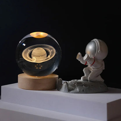 Gift Festival USB LED Night Light, Galaxy Crystal Ball Lamp, 3D Planet Moon Lamp