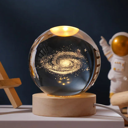 Gift Festival USB LED Night Light, Galaxy Crystal Ball Lamp, 3D Planet Moon Lamp
