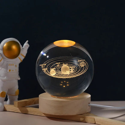 Gift Festival USB LED Night Light, Galaxy Crystal Ball Lamp, 3D Planet Moon Lamp