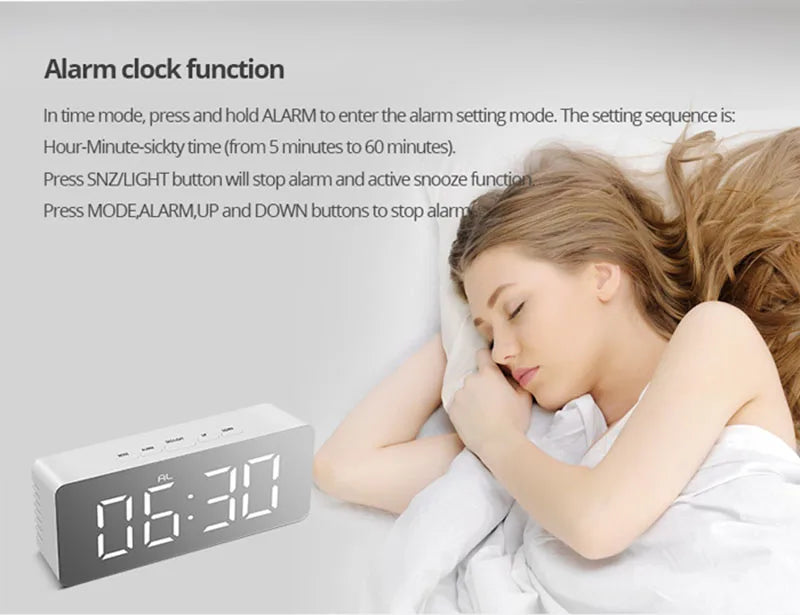 Digital Alarm Clock LED Electronic Desktop